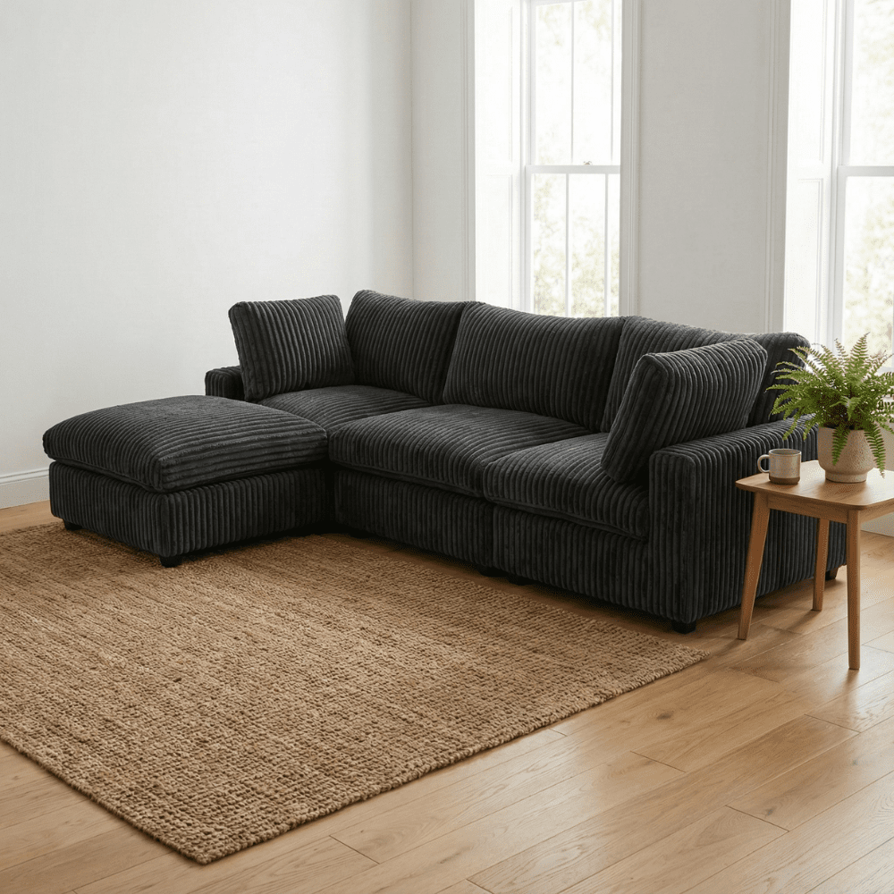 Marka Modular Corduroy Sofa - 3 Seater + Ottoman - Havinden