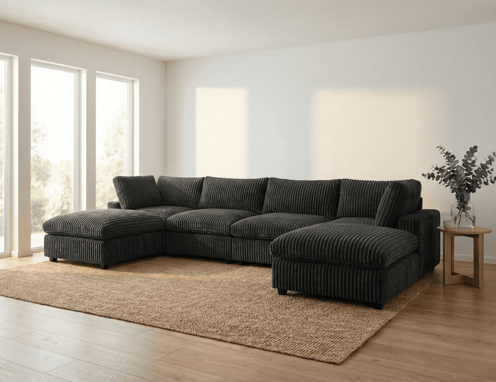 Marka Modular Corduroy Sofa - 4 Seater + 2 Ottomans - Havinden