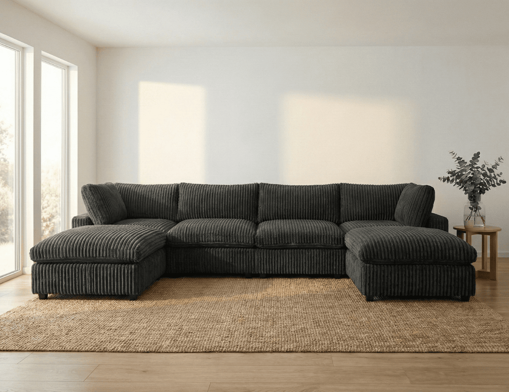 Marka Modular Corduroy Sofa - 4 Seater + 2 Ottomans - Havinden