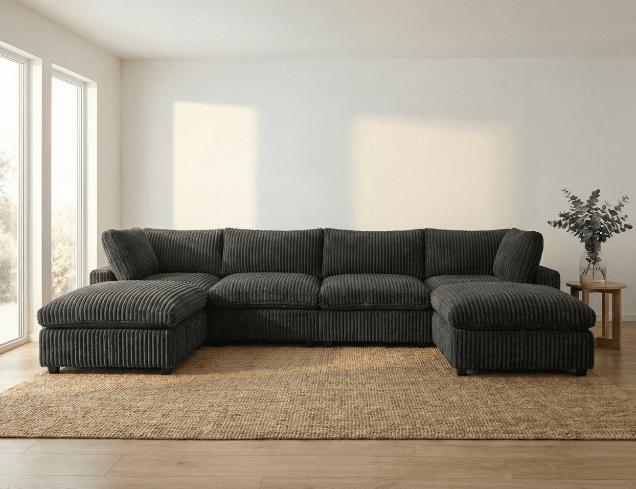 Marka Modular Corduroy Sofa - 4 Seater + 2 Ottomans - Havinden