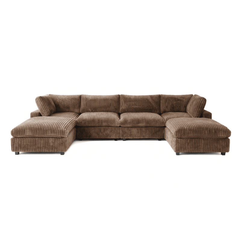 Marka Modular Corduroy Sofa - 4 Seater + 2 Ottomans