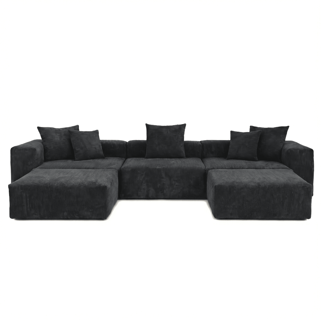 The Rille Modular Corduroy Sofa - 3 Seater + 2 Ottoman - Havinden