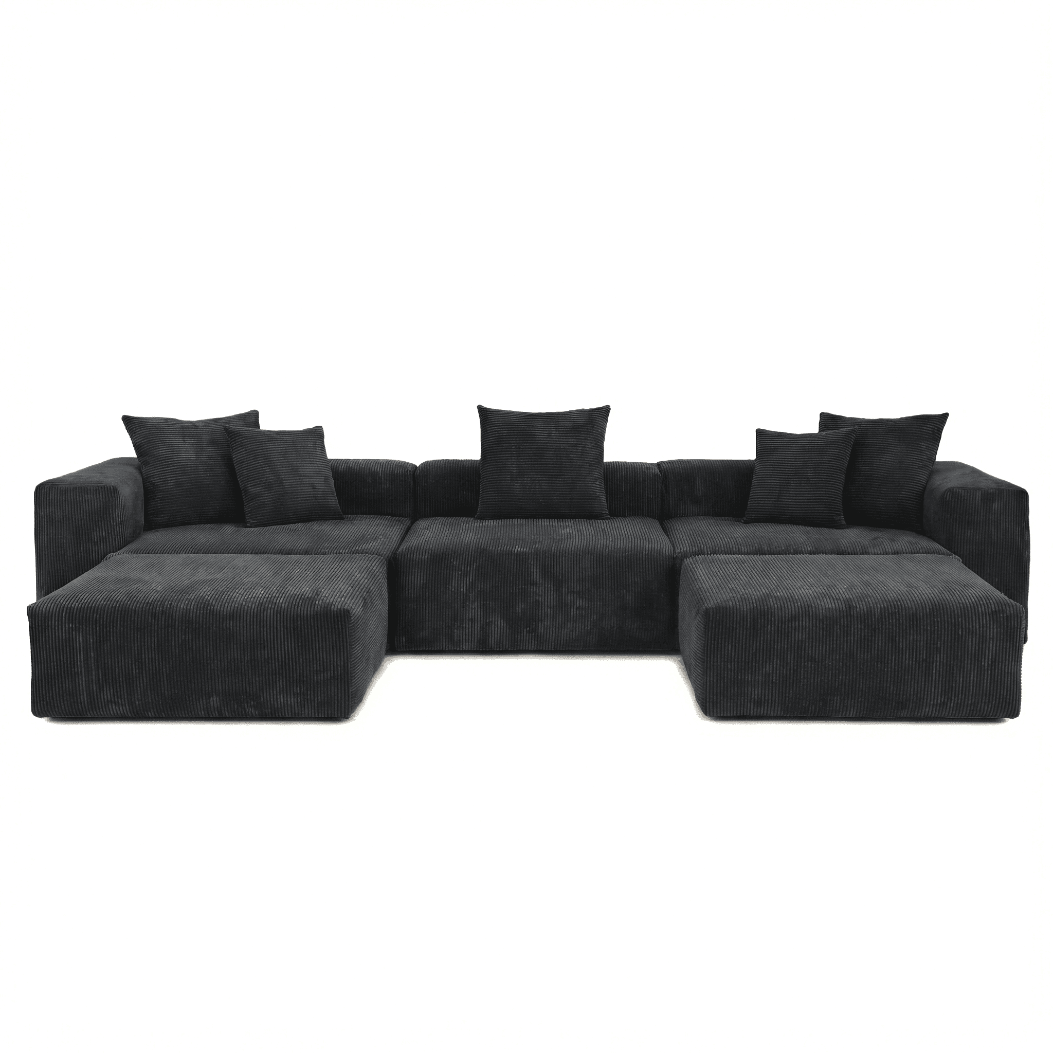 The Rille Modular Corduroy Sofa - 3 Seater + 2 Ottoman - Havinden