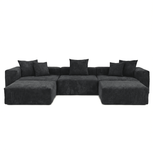 The Rille Modular Corduroy Sofa - 3 Seater + 2 Ottoman