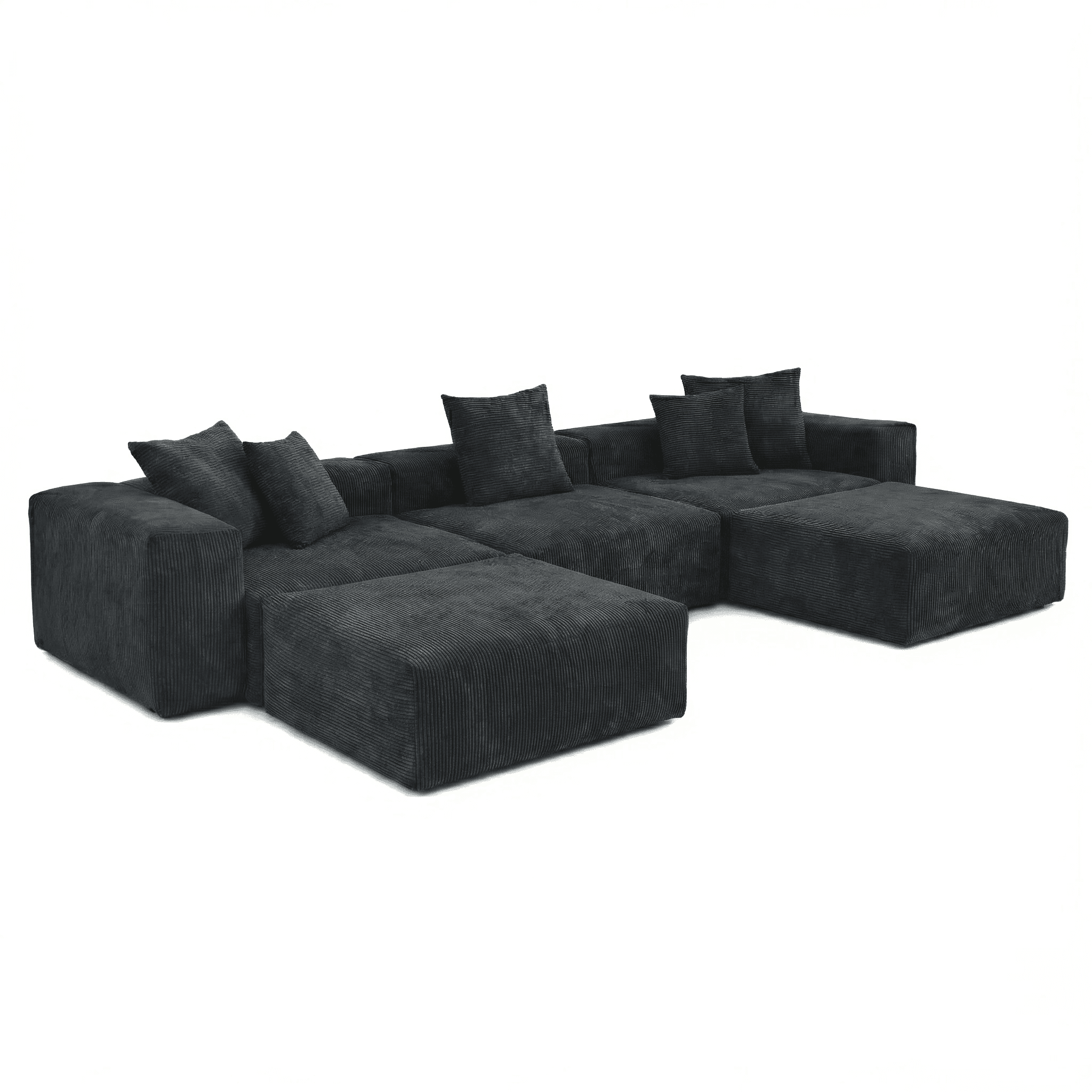 The Rille Modular Corduroy Sofa - 3 Seater + 2 Ottoman - Havinden