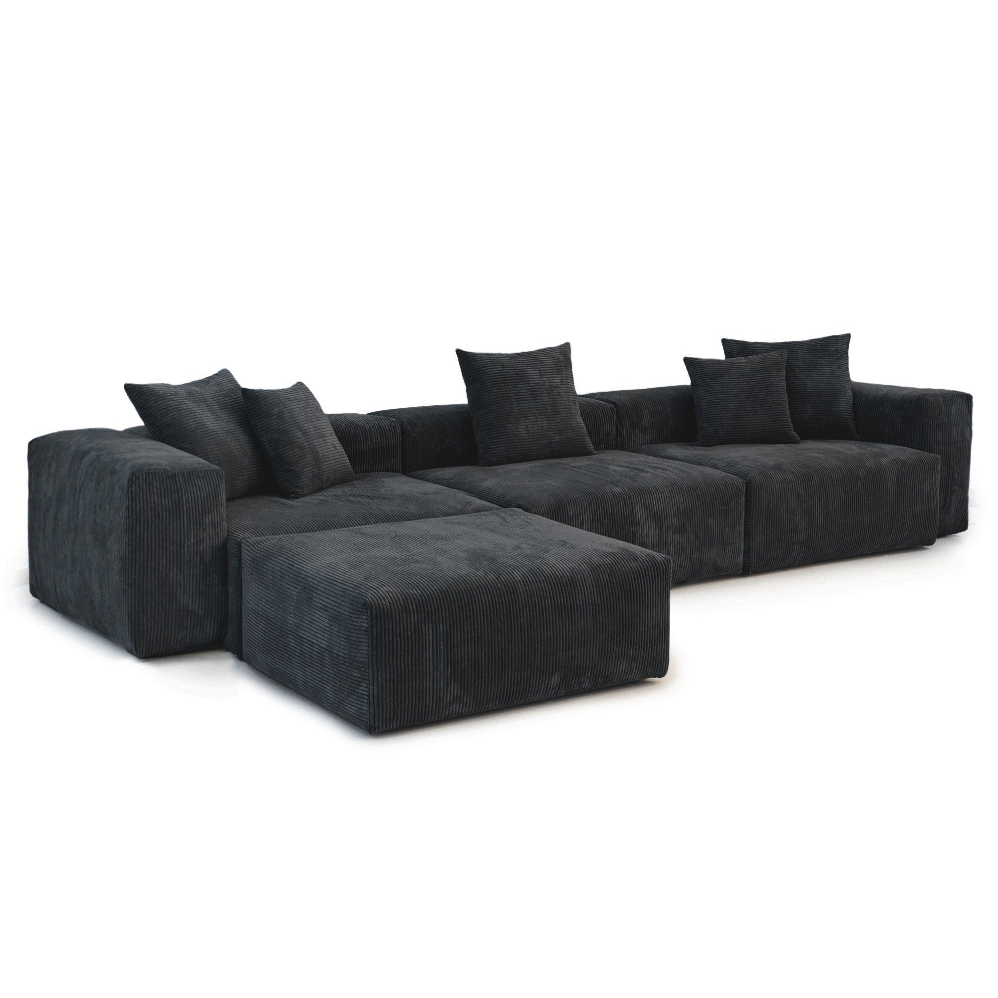 The Rille Modular Corduroy Sofa - 3 Seater + Ottoman - Havinden
