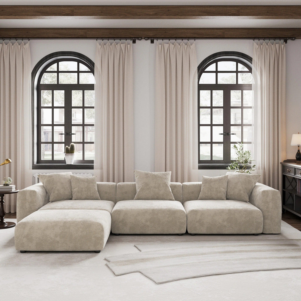 The Rille Modular Corduroy Sofa - 3 Seater + Ottoman - Havinden