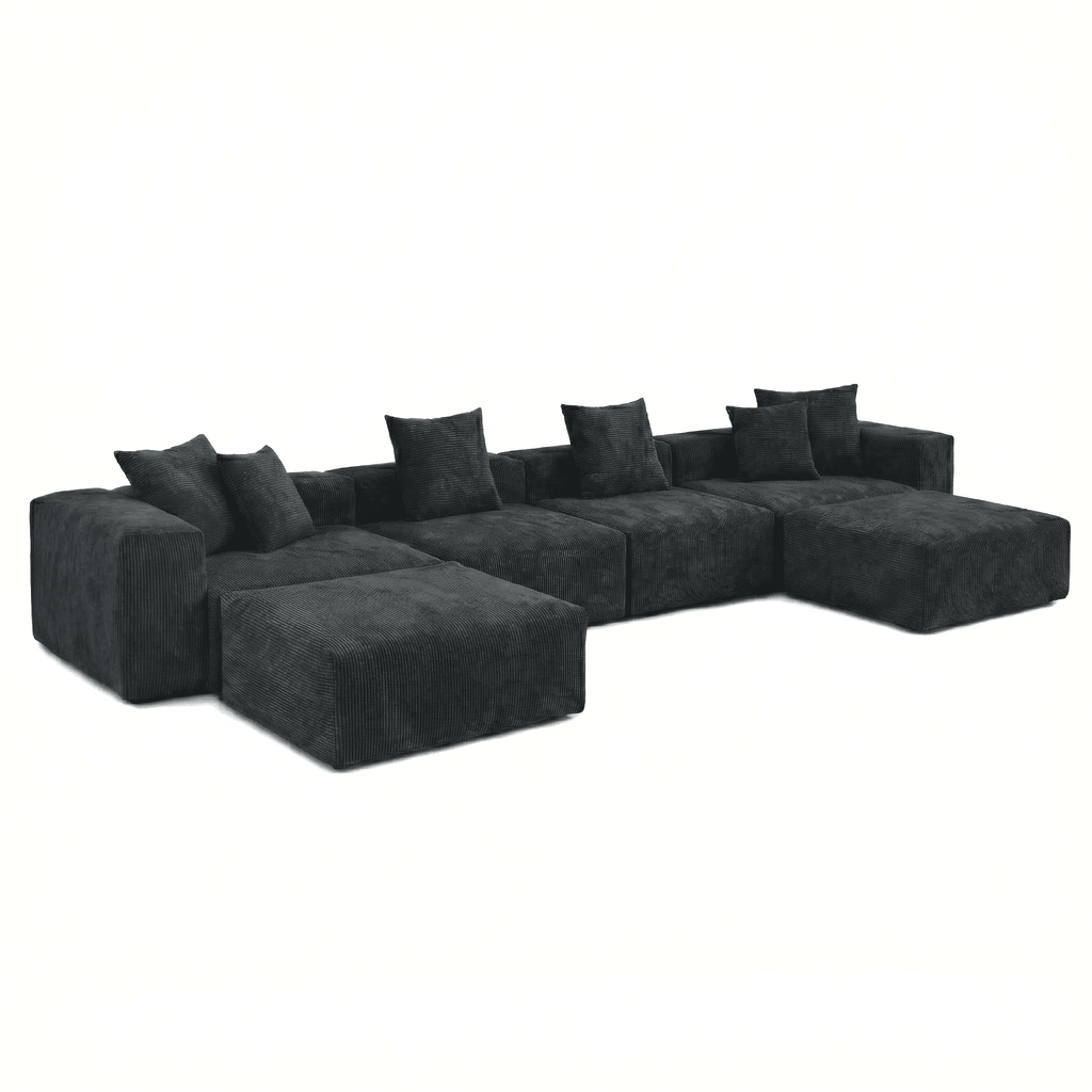 The Rille Modular Corduroy Sofa - 4 Seater + 2 Ottoman - Havinden