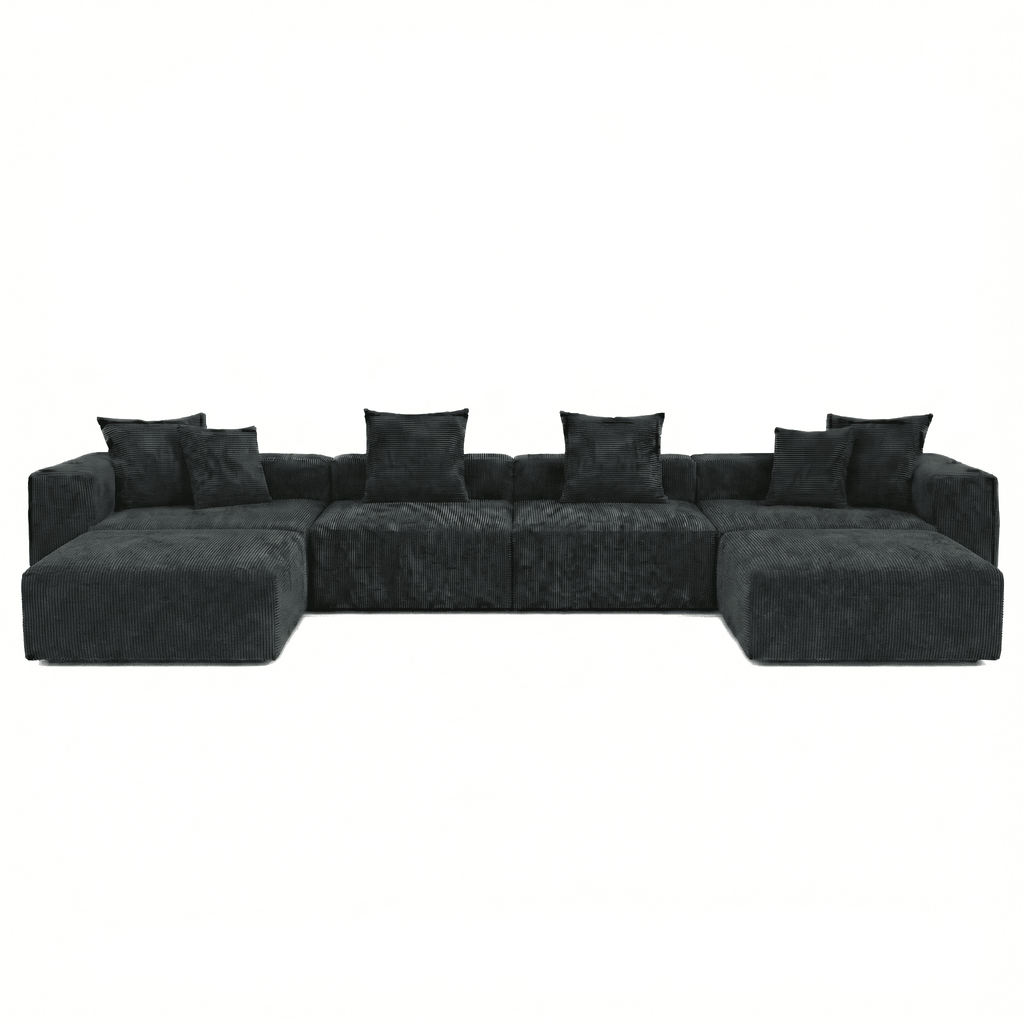 The Rille Modular Corduroy Sofa - 4 Seater + 2 Ottoman - Havinden
