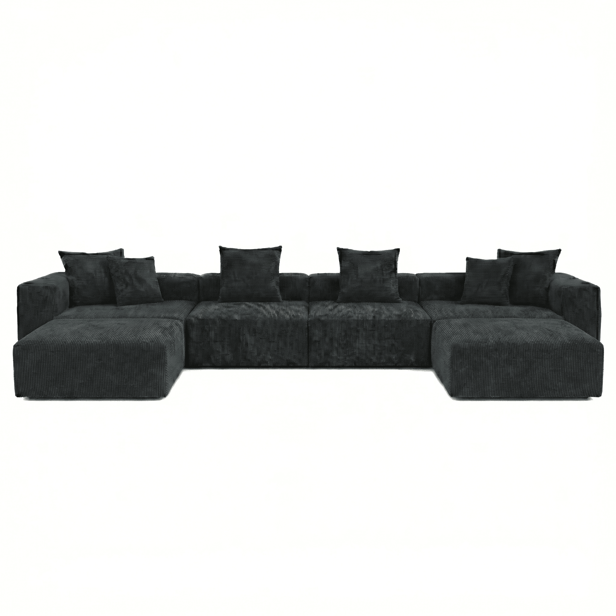 The Rille Modular Corduroy Sofa - 4 Seater + 2 Ottoman - Havinden