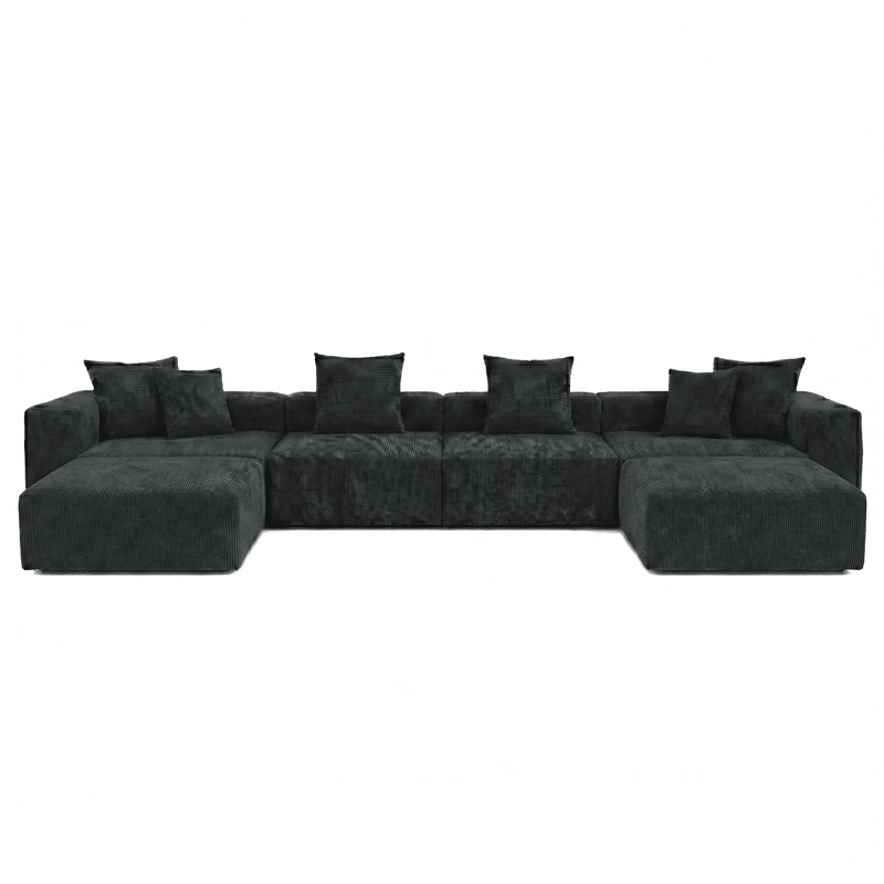The Rille Modular Corduroy Sofa - 4 Seater + 2 Ottoman