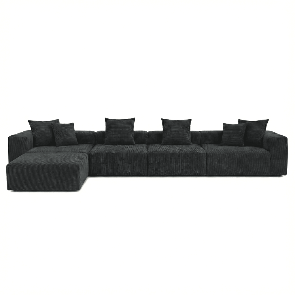 The Rille Modular Corduroy Sofa - 4 Seater + Ottoman - Havinden