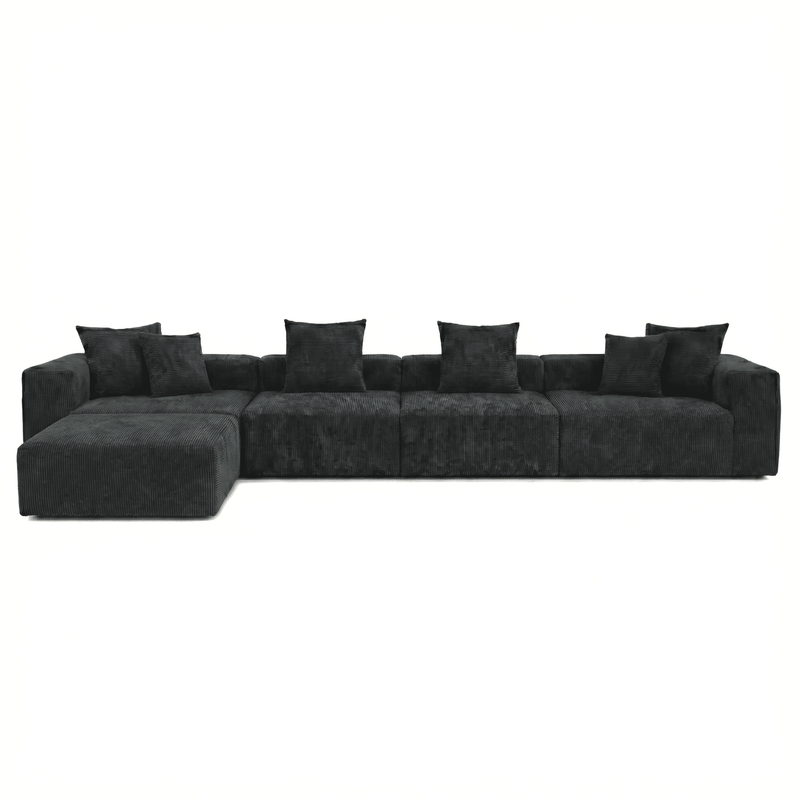 The Rille Modular Corduroy Sofa - 4 Seater + Ottoman