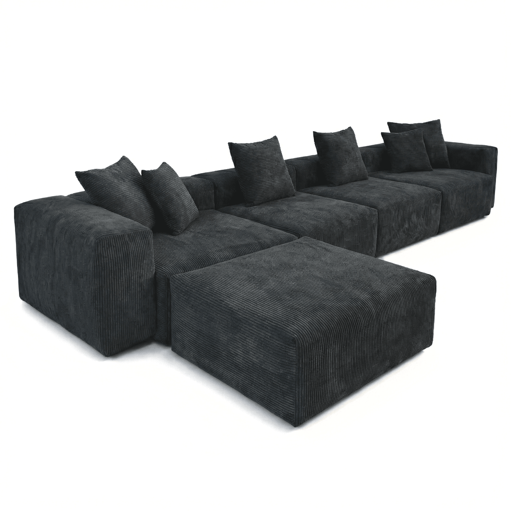 The Rille Modular Corduroy Sofa - 4 Seater + Ottoman - Havinden