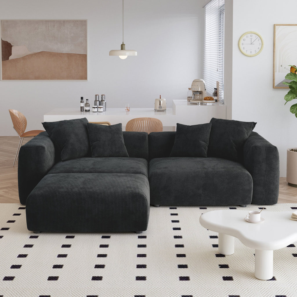 The Rille Modular Sofa Corduroy - 2 Seater + Ottoman - Havinden