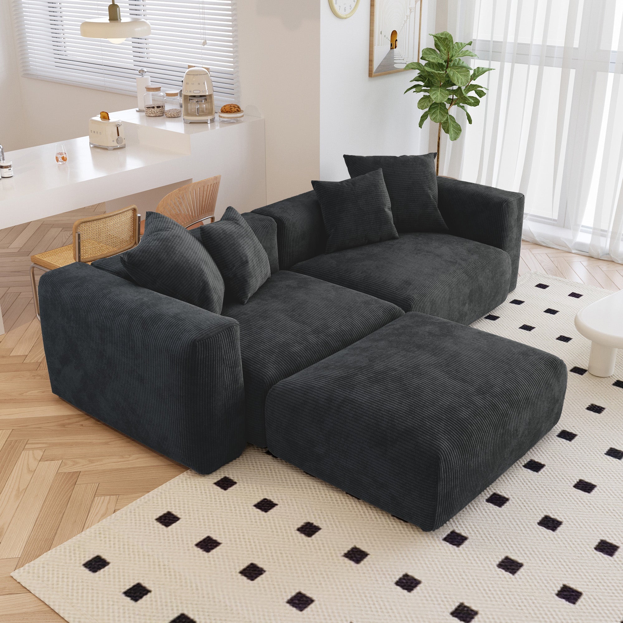 The Rille Modular Sofa Corduroy - 2 Seater + Ottoman - Havinden